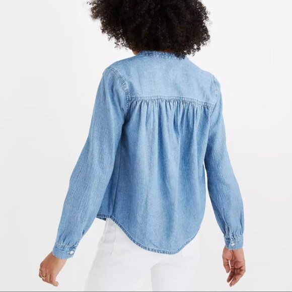 Madewell Chambray Button Front Pullover Shirt, S - Picture 2 of 9